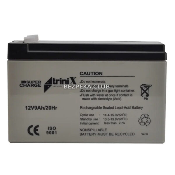 Источник питания/Аккумуляторы для сигнализаций Аккумуляторная батарея Trinix AGM 12V9Ah Super Charge свинцово-кислотная