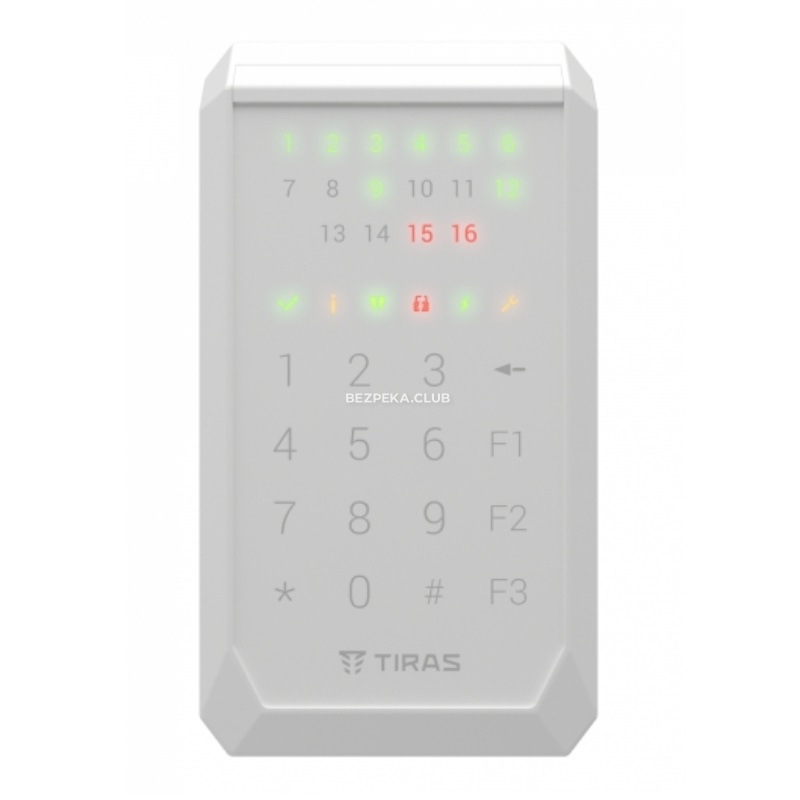 Кодова клавіатура Tірас K-PAD16+ white для управління охранною системою на базі Orion NOVA II - Зображення 1
