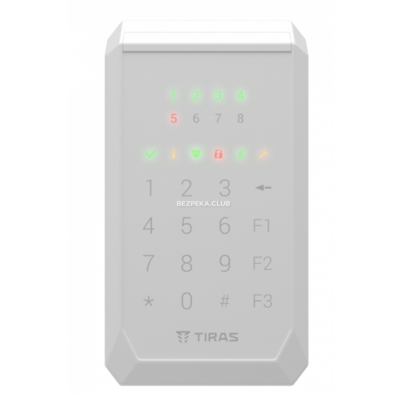 Кодовая клавиатура Tiras K-PAD8+ white для управления охранною системою Orion NOVA II - Фото 1