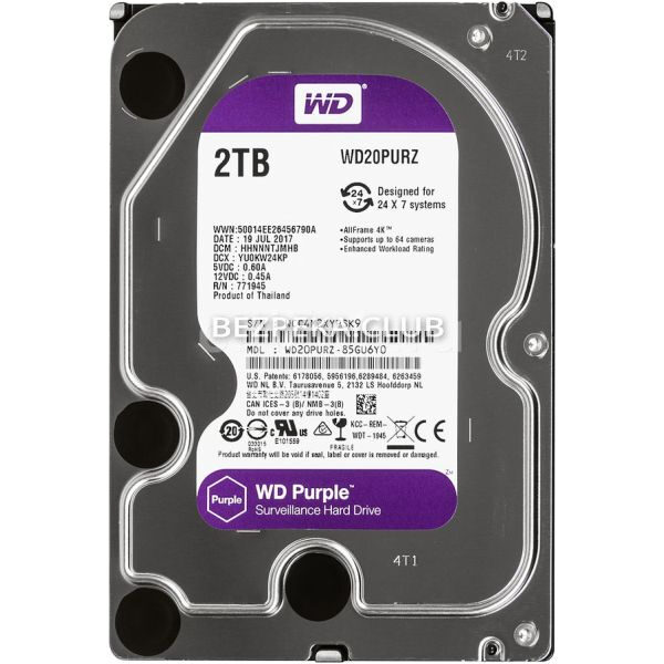 Системи відеоспостереження/Жорсткий диск для відеоспостереження Жорсткий диск 2 TB Western Digital Purple WD20PURZ