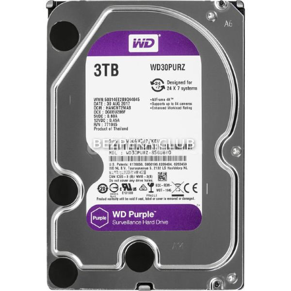 Системы видеонаблюдения/Жесткий диск для видеонаблюдения Жесткий диск 3 TB Western Digital Purple WD30PURZ
